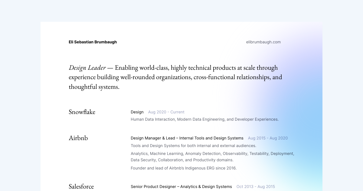 Design Leader resume template sample made with Standard Resume