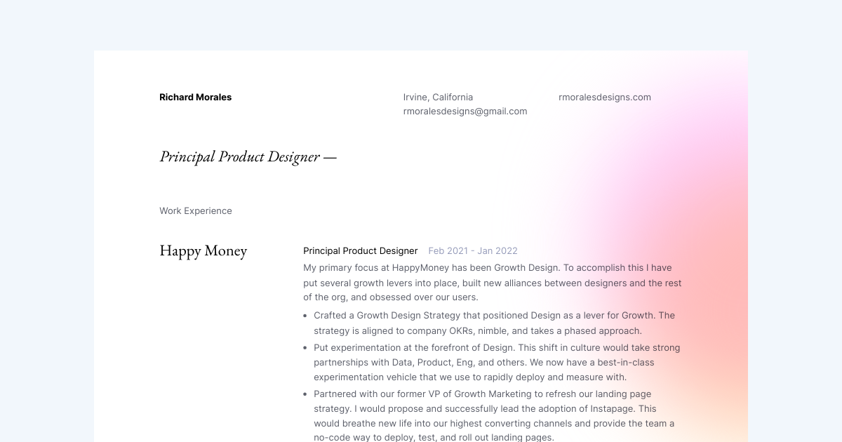 Product Designer Resume Examples (Senior & Junior)