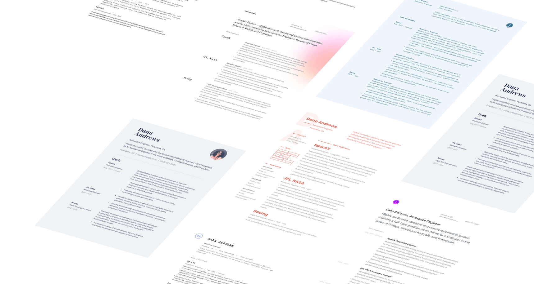 A grid of resumes created with Standard Resume
