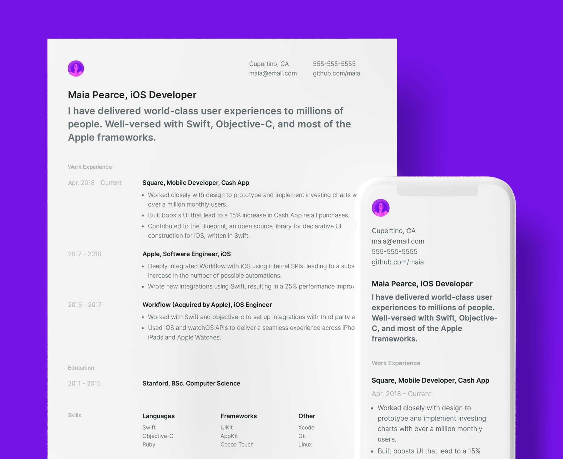 Modern UX Designer resume template