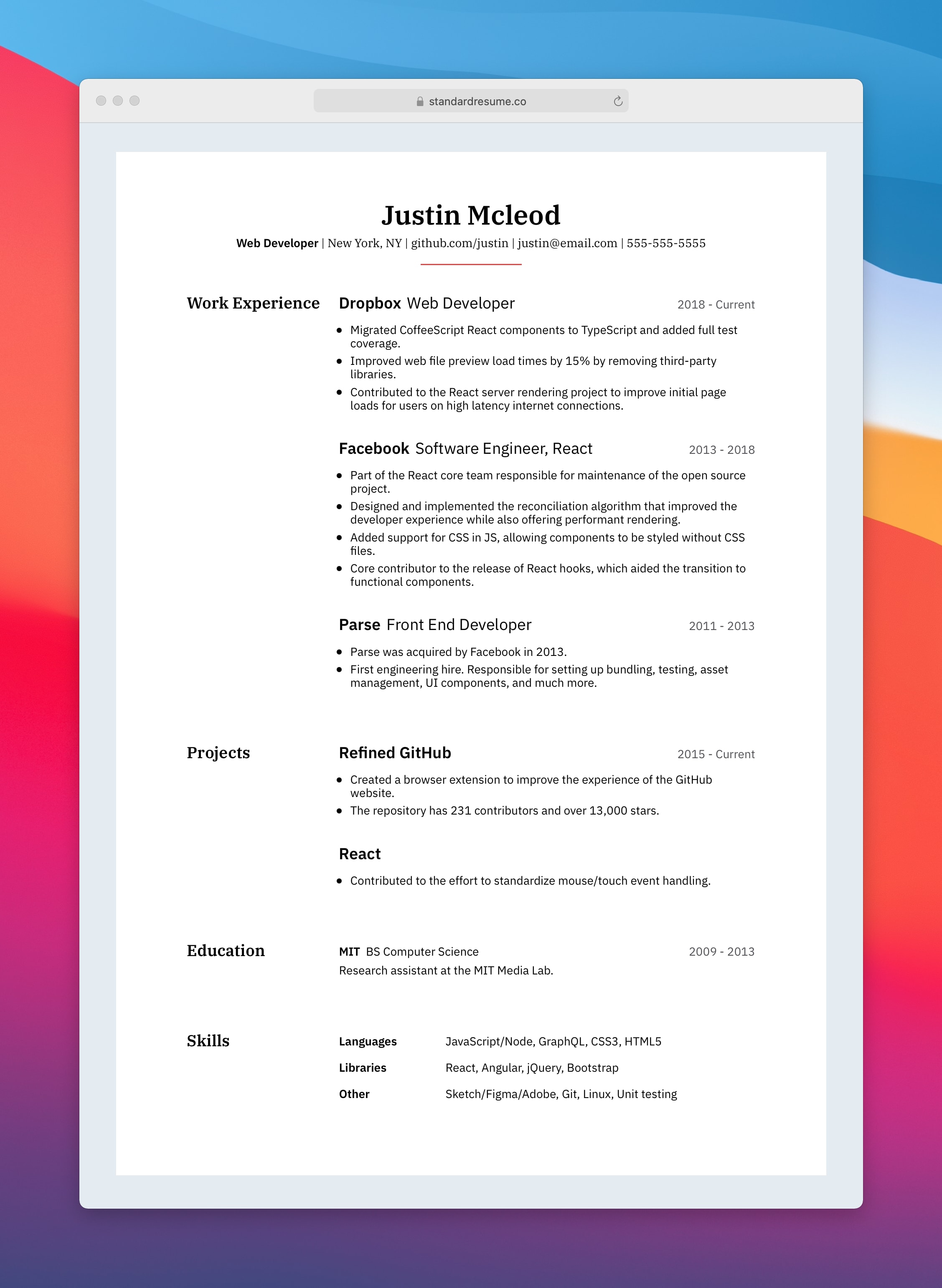 Venables resume template